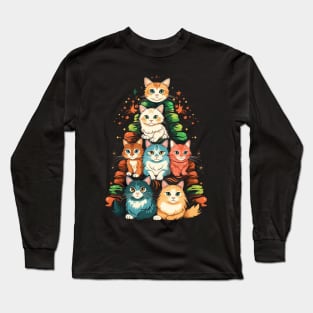 Cat Christmas Tree Long Sleeve T-Shirt